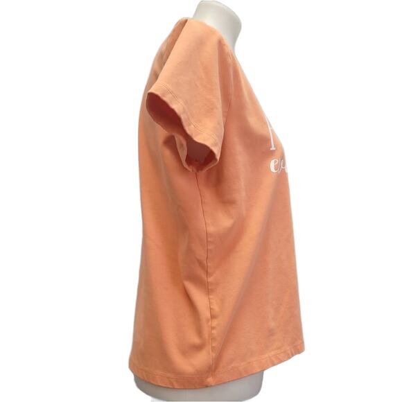 Hand Printed Upcycled Womens Large Pumpkin Everything Stretch Cotton Tee Shirt - Picture 3 of 5